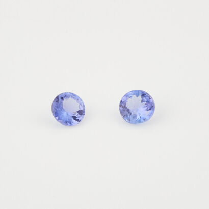 Loose, Pair of 1.40ct, Round Cut Tanzanites