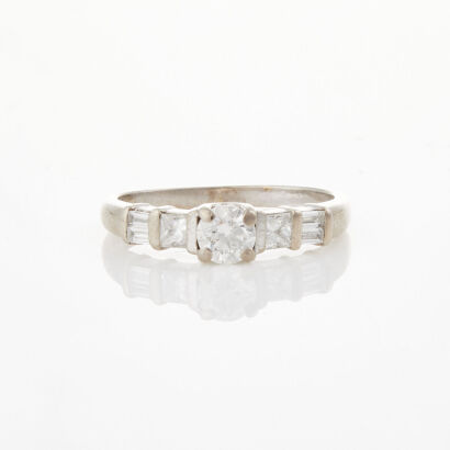 18ct White Gold, .96ct Modern Diamond Ring