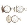 Three 19th Century Keywind Silver Hunter Pocket Watches