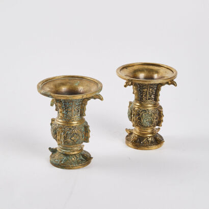 A Pair Of Chinese Bronze Vases