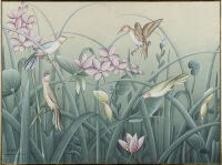 A Balinese Oil Painting By MD Sarna Of Humming Birds