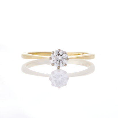 18ct Yellow and White Gold, .40ct Diamond Solitaire Ring