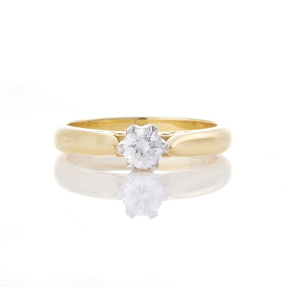 18ct Yellow and White Gold, .35ct Diamond Solitaire Ring