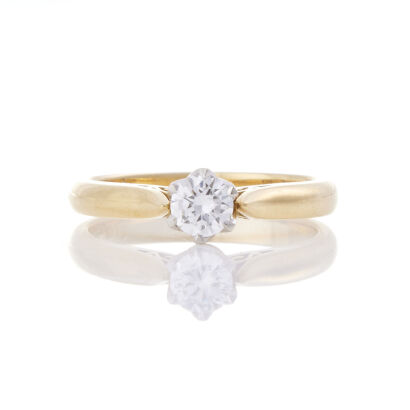 18ct Yellow and White Gold, .35ct Diamond Solitaire Ring