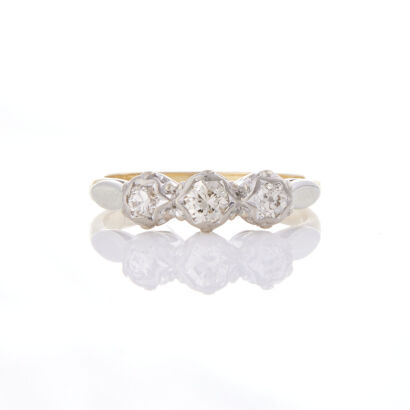 18ct Yellow Gold .30ct Three Stone Diamond Ring