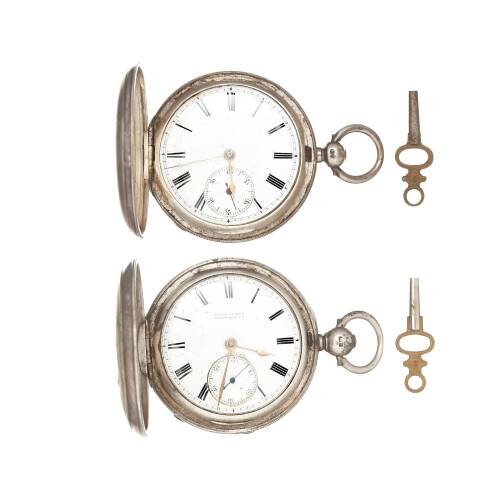 Two Silver Keywind Hunter Pocket Watches