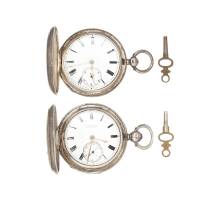 Two Silver Keywind Hunter Pocket Watches