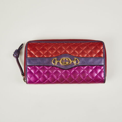 Gucci Metallic Trapuntata Zumi Zip Around Wallet