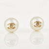 Chanel Faux Pearl CC Stud Earrings with Box