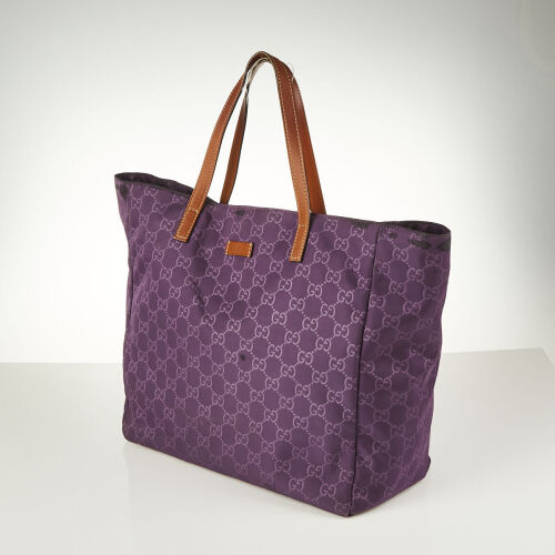 Gucci GG Purple Nylon Tote Bag