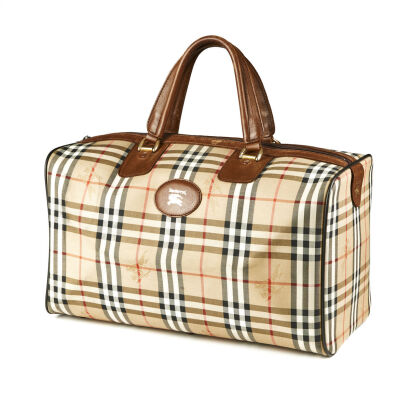 Burberry Beige Checker Boston Bag