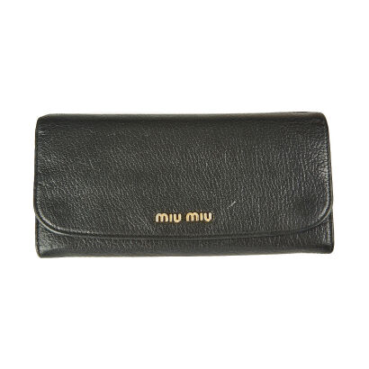 Miu Miu Black Leather Wallet with Box