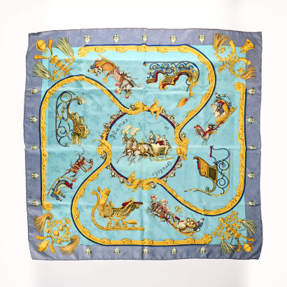 Hermès Plumes et Grelots 90cm, 100% Silk Scarf