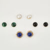 14ct Yellow Gold, Interchangeable Mabe Pearl, Onyx, Lapis Lazulli and Malachite Earring Set