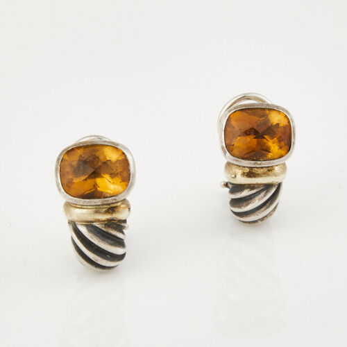 David Yurman, Vintage, Sterling Silver /14ct Yellow Gold, Citrine Earrings