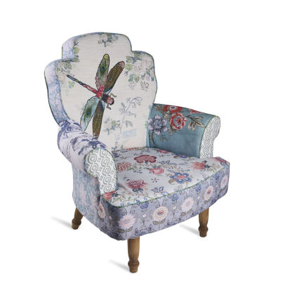 A Floral and Dragonfly Armchair