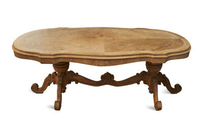 Oak Dining Table with Elaborate Carved Legs and Shaped Top