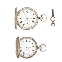 Two Keywind Victorian Silver Hunter Cased Pocket Watches, 1874-1891