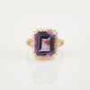 14ct Yellow Gold, 11.8mm x 9.95mm Amethyst and .25ct Diamond Cocktail Ring