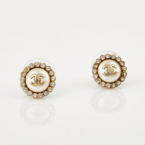 Chanel Crystal CC Earrings with Box