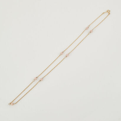 14ct Yellow Gold, 40cm Chain, 3.8mm Coral Bead Necklace