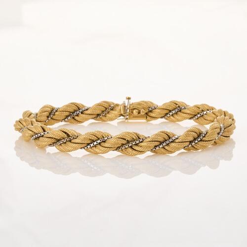 18ct Yellow Gold, 8mm Rope Style Braided Bracelet