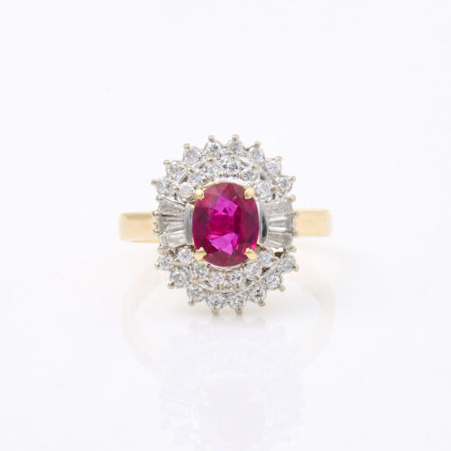 14ct Yellow/White Gold, 1.10ct Ruby and .61ct Diamond Ring