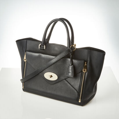 Mulberry Black Leather Willow Tote Bag