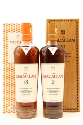 (1) The Macallan Colour Collection 18 & 21 Year Old Single Malt Scotch Whisky, Two bottles Sold as One lot.