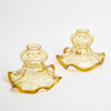 A Pair Of Vintage Amber Ruffled Glass Light Shades