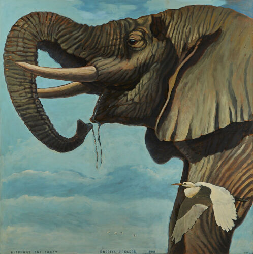 RUSSELL JACKSON Elephant and Egret