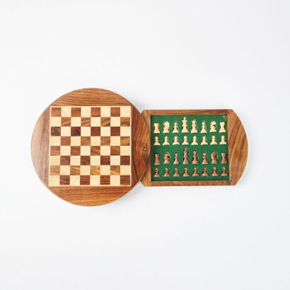 A Wooden Travel Chess Set