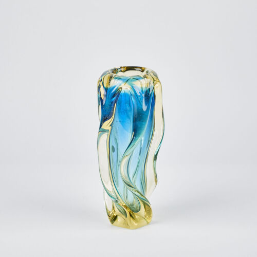 A Tall Czech Republic Sculptural Art Glass Vase