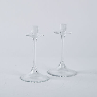 A Pair Of Orrefors By Nils Landberg Gabriel Candle Holders