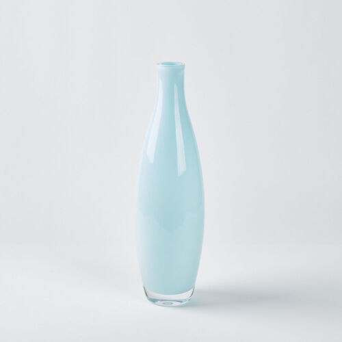 A Tall Teal Cased Glass Floor Vase