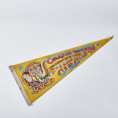 A Vintage 5 Ring Circus Flag