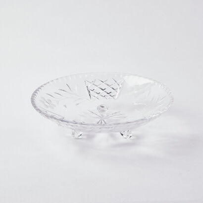 A Cut Crystal Bowl With Feet