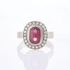 18ct White Gold, Red Spinel, Diamond Halo, Ring