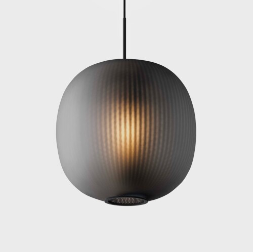A Large Black Glass Bloom Pendant by Tim Rundle