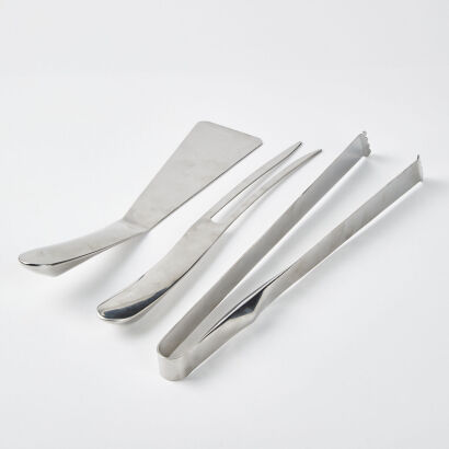 A Three Piece Stainless Steel Serving Set