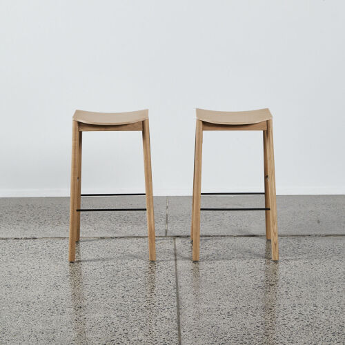 A Pair Of Tangerine Stools Natural Solid European Oak By Simon James