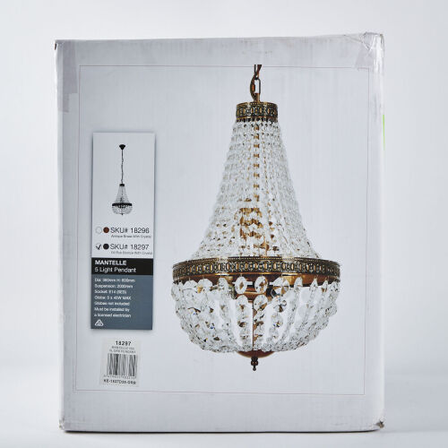 A Mantelle 5 Light Pendant Oil Rubbed With Crystal