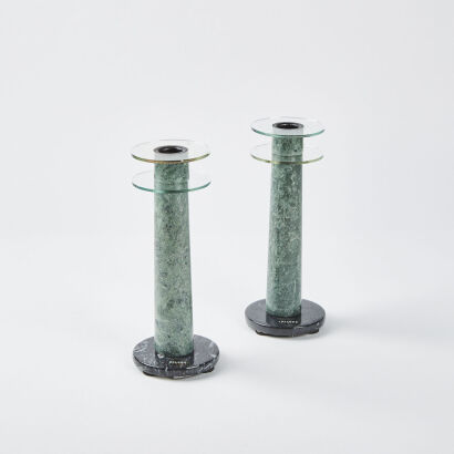 An Art Deco Style Milano Series Marble & Glass Candle Holders