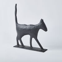 A Life Sized Metal Cat Sculpture