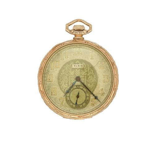 An American Stylish Elgin Gold Open Face Pocket Watch