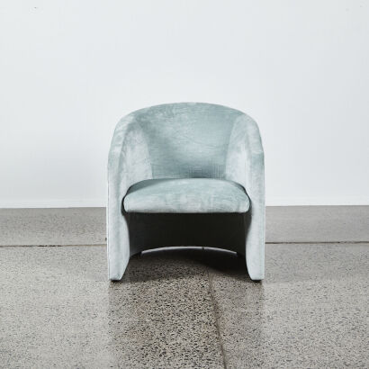 A Blue Velvet Bucket Chair