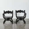 A Pair Of 19th Century Ebonised Chip Carved Spanish Chairs Ex Masonic Lodge - 2