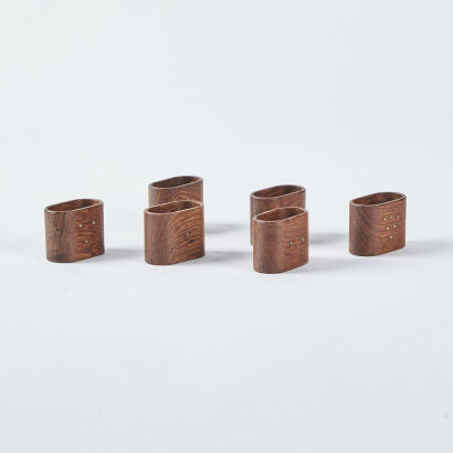 A Set Of Six Mid-Century Teak Napkin Rings