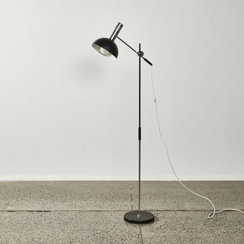 A Modernist Chrome And Black Floor Lamp