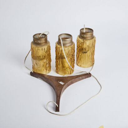 A Mid Century Amber Glass Pendant Light